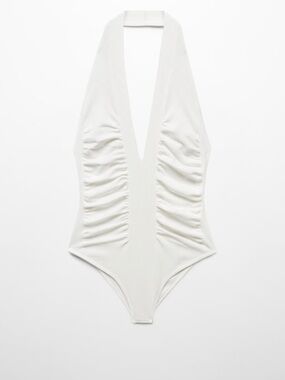 Victoria Backham & Mango DRAPED HALTER BODYSUIT New With Tag